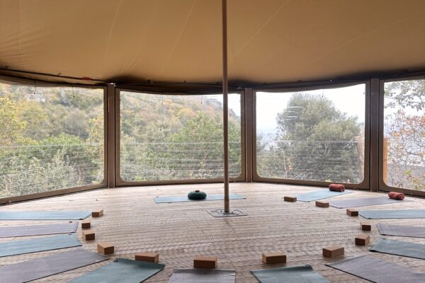 Heated stretch tent with ocean views